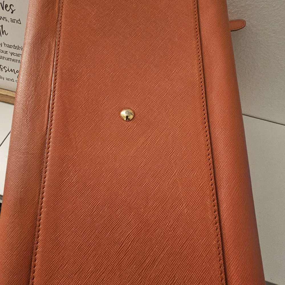 MCM Orange Satchel with Gold Accents - Picture 6 of 14